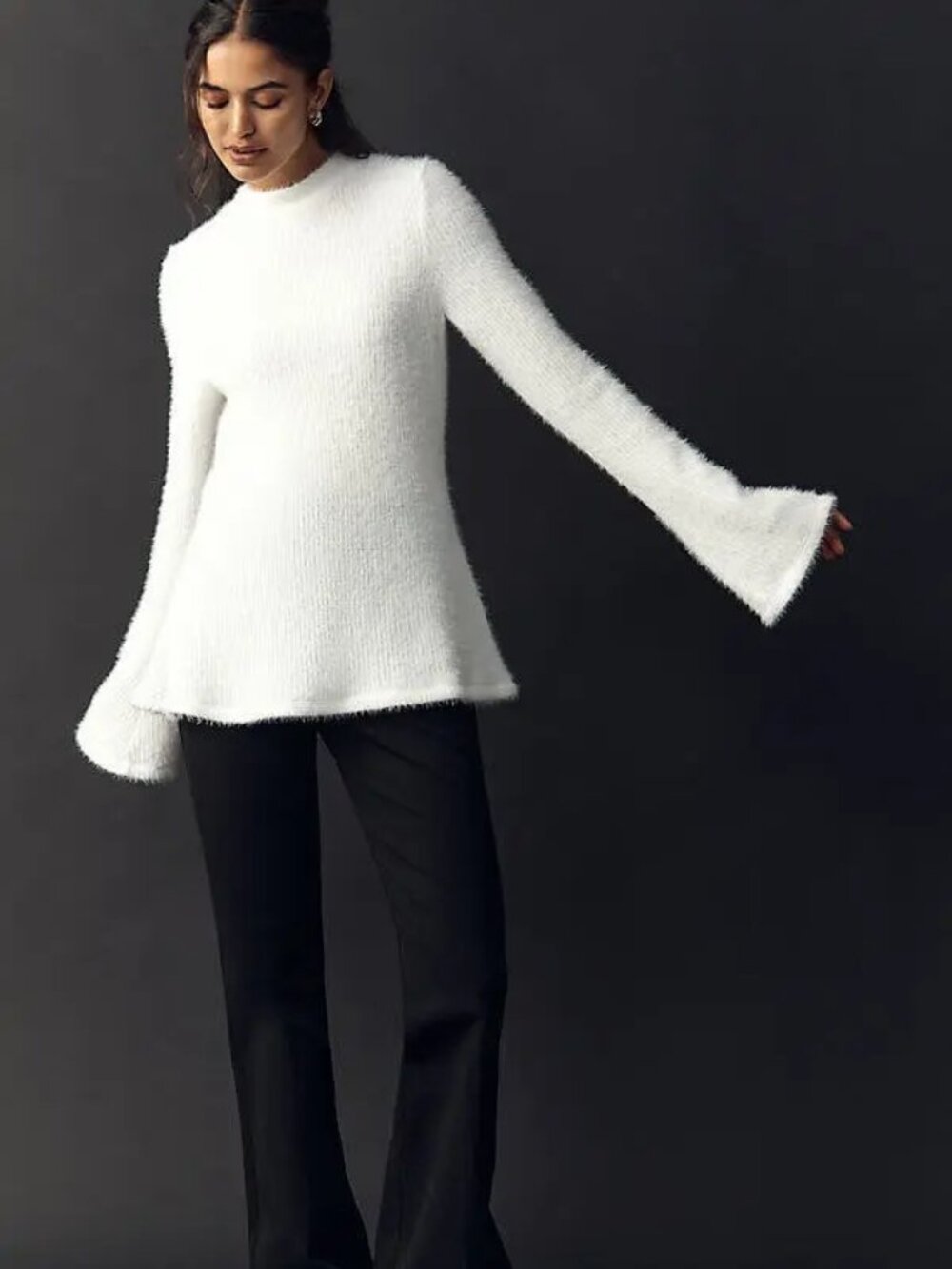 Anthropologie Maeve Tie-Back Bell-Sleeve Top, Ivory, L - Picture 5 of 7